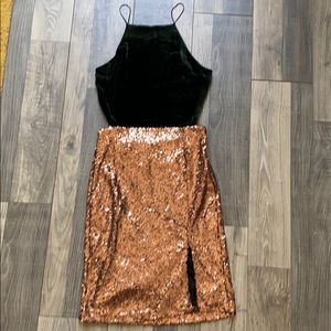 Gianni Bini Backless Sequin/Velvet Dress
